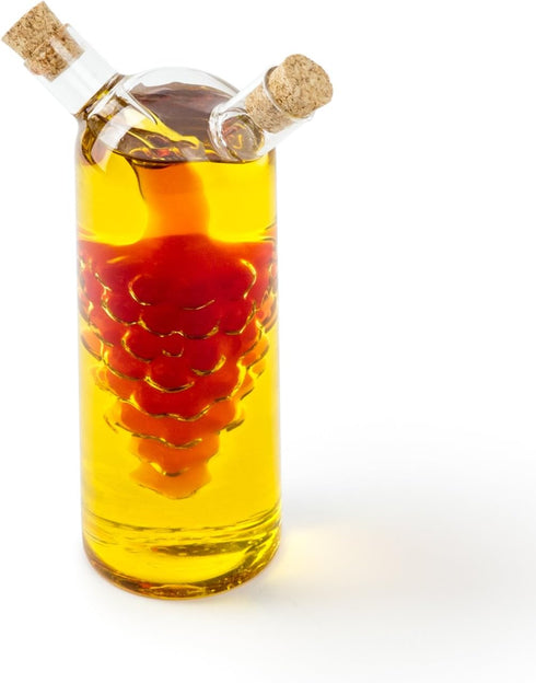 Fox Run 7050 Run Grape Motif Oil and Vinegar Cruet Dispenser Bottle, Clear Borosilicate Glass...