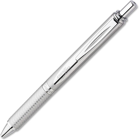 Pentel® EnerGel Alloy Retractable Gel Pens, Medium Point, 0.7 mm, Metallic Silver Barrel, Black Ink...