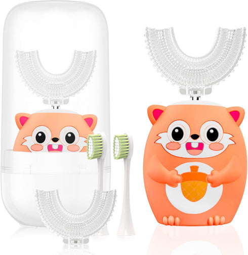 Kids U-Shaped Toothbrush for Children (Ages 2-6, Orange) Toothbrush with 4 Brush Heads,Six Cleaning Modes,Full Mouth Toothbrush for Baby...