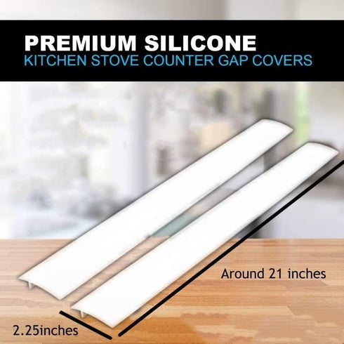 Silicone Kitchen Stove Counter Gap Cover Long & Wide Gap Filler (2 Pack) Seals Spills Between Counters, Stovetops, Washing Machines, Oven, Washer, | Heat-Resistant and Easy Clean (White),25 inches
