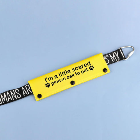 Funny Dog Leash Sleeve I'm a little scared please ask to pet Leash Wrap Alert Hanging ID Patch Tag Pet Birthday Gift (Little Scared-YE Sleeve)...