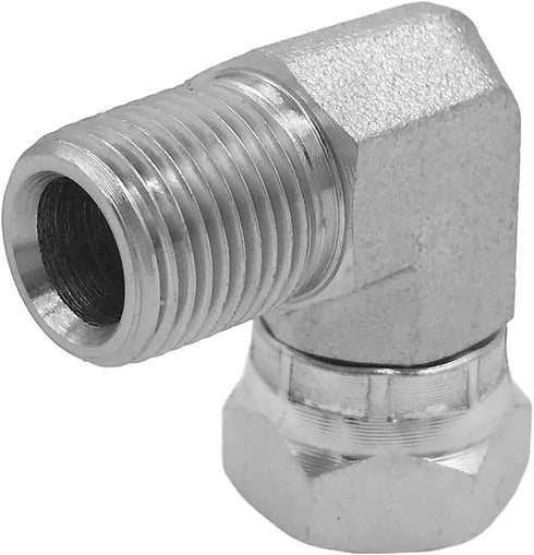 (2-PACK) 1501-06-06 Hydraulic Hose Adapter Fitting 3/8"-18NPTF Male×3/8"-18NPSM Female Swivel 90°Pipe Joints Elbow Carbon Steel...