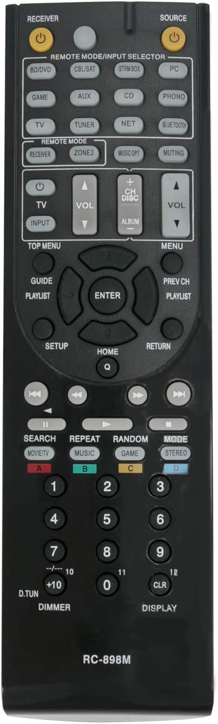 New RC-898M RC898M Replace Remote Compatible with Onkyo AV Receiver TX-NR646 TX-NR747 TX-NR545 TXNR646 TXNR747 TXNR545...