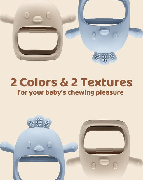 2 Packs Baby Teething Toy for 0-6 6-12 Months, Food Grade Silicone Teething Mitten, Anti Dropping Wrist Hand Teethers Baby Chew Toys for Sucking N...