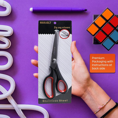 Pinking Shears - Fabric Craft Scissors with Decorative Edge, Zig Zag Blade, Professional Sewing Shear for Fabric/Leather/Paper (Red)...