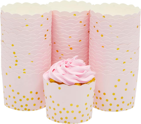 Sparkle and Bash 50 Pack Pink and Gold Cupcake Wrappers, Paper Baking Cups, Muffin Liners for Baby Shower, Birthday Party (2.2 In)...