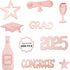 Konsait 2025 Rose Gold Graduation Confetti, 2 Oz/ 1700+ Pieces Graduation Table Decorations Congrats Stars 2025 Cap Goblet Diploma Confetti for Bi...