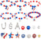 SUNNYCLUE 180Pcs DIY 6 Sets USA Bracelets American Flag Charms Beading Bracelet Making Kit 10mm Red Blue White Beads 4th of July Independence Day ...