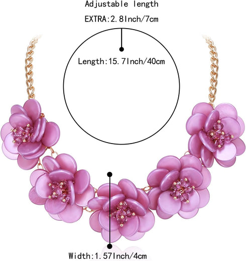 BriLove Flower Collar Necklace, Shiny Floral Flower Summer Beach Statement Collar Bib Necklaces for Women Costume Prom Jewelry...