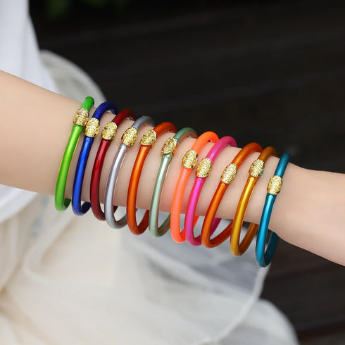 Pingyongchang Candy Color Glitter Resin Bangle Friendship Bracelets Lightweight Soft Silicone Plastic Stack Wristband for Women Men 70s 80s Holida...
