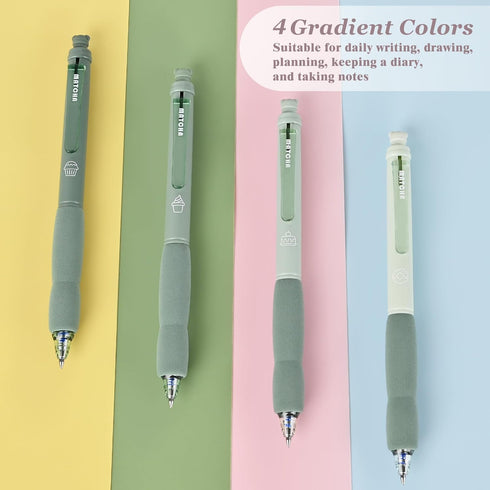 BAYTORY 8Pcs Retractable Erasable Gel Pens, 4 Blue & 4 Black Ink 0.5 mm Fine Point with Cute Eraser, Smooth Write Quick Dry School Office Note Tak...