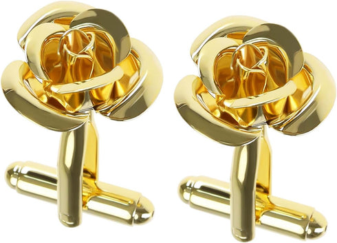 SING F LTD 1 Pair Rose Flower Cufflinks Gold Cuff Links Classic Shirt Cufflinks Delicate Men's Cufflinks for Men Father Groom Clothing Decoration ...