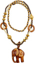 Vintage Ethnic Wood Elephant Pendant Wooden Bead Necklace Long Sweater Chain Women Vintage Necklace Jewelry Gift for Birthday Mother's Day, Valent...