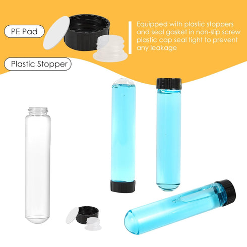 40ml Glass Clear Test Tubes with Screw Caps and Plastic Stoppers, 25 x 115mm Liquid Small Leak-Proof Glass Test Tubes, 12PCS...