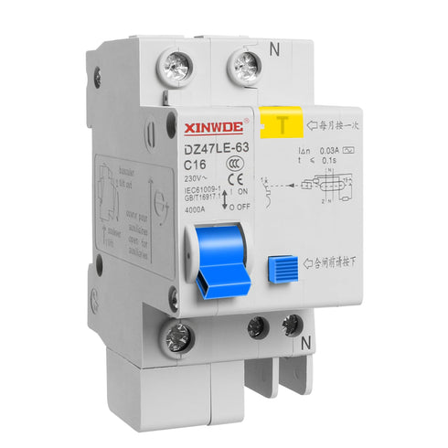 Aopin 1 Poles 63A 230V Miniature Circuit Breaker Low-Voltage DZ47-63 DIN Rail Mount, Residual Current Circuit Breaker Leakage Overload Short Circu...