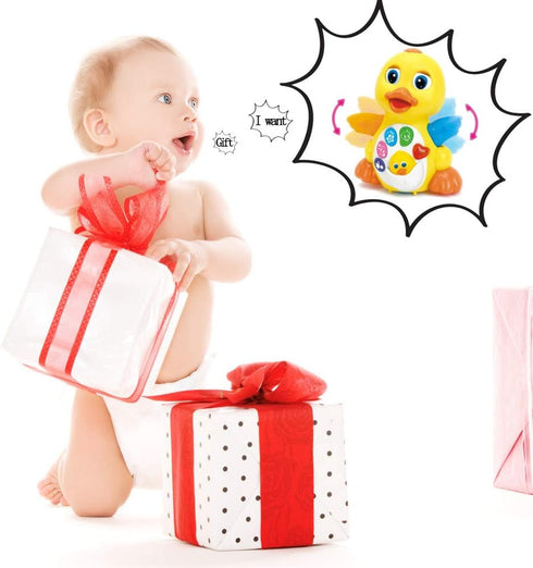 Musical Flapping Yellow Duck Interactive Action Educational Learning Walking Light Up Dancing Toy for 1 Year Old Baby Toddler Infant...