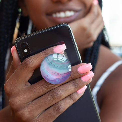 Phone Grip with Expanding Kickstand,Blue Pink Marble Design Cellphone Collapsible Clear Stand for Smartphones...