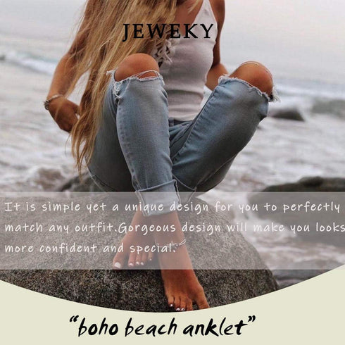 O Jeweky Beach Beads Anklets Multi-colored Shell Ankle Bracelets Chain Foot Jewelry for Women...