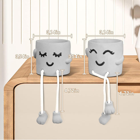 Uguisu Long Leg Planter, Cute Leg Hanging Smiley Planter, Succulent Planter, Fun Planter, Indoor Planter, Concrete Planter, Plant Planter Gift, De...