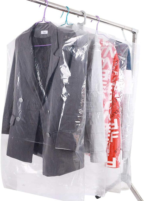20 Packs Clear Plastic Clothes Covers 47inch Garment Bags for Hanging Clothes Dry Cleaning Hanging Dust Proof Garment Bags Clear Clothes Covers fo...
