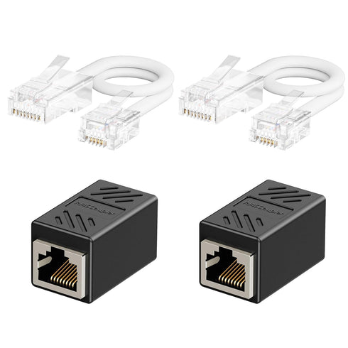 Uvital Phone Jack to Ethernet Adapter, RJ11 to RJ45 Adapter, RJ45 Female to RJ11 Male for Landline Telephone, with RJ45 to RJ11 Cable (RJ45 Couple...