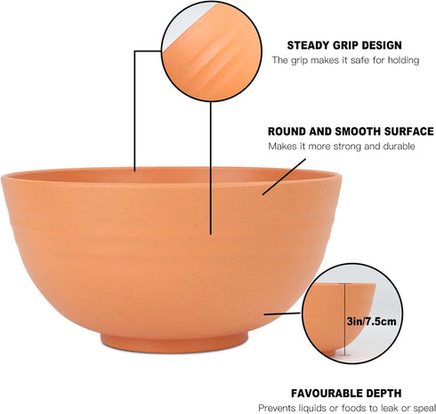 Homienly Cereal Bowls, 6 PC Soup Bowls Wheat Straw Fiber Unbreakable Lightweight Bowls (6 PCS, 26 OZ)...