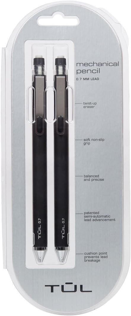 TUL 0.7mm Mechanical Pencils (1 2-pack), Eraser Refills (1 3-pack) & 30 Lead Refills Value Pack...