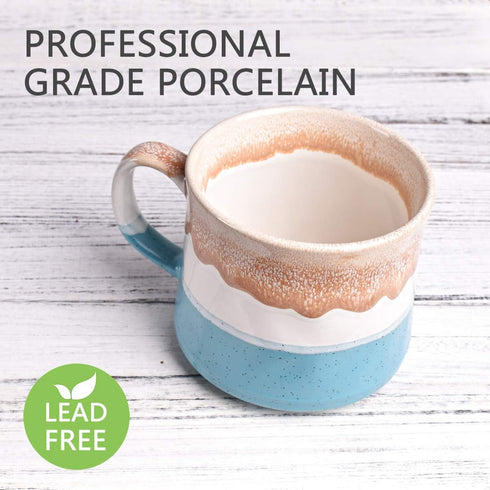 Bosmarlin Large Ceramic Coffee Mug, Big Tea Cup, 7 Colors to Choose, 21 Oz, Dishwasher and Microwave Safe, 1 PCS (Blue&White)...
