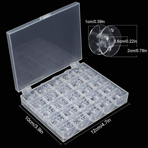 Bobbin Box?Machine Bobbin Organizer Plastic Case?Transparent 25 Slots Empty Bobbins Spools Box?Sewing Craft Plastic Case Storage Box for Sewing Ma...