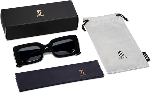 SOJOS Retro 90s Nude Rectangle Sunglasses Womens Mens Trendy Chunky Glasses...