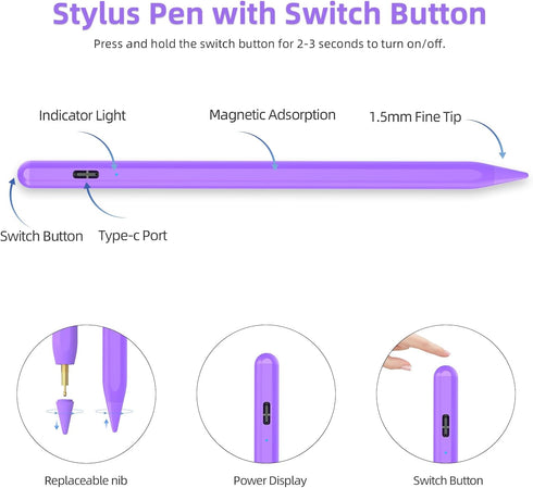 iPad Pencil, Stylus Pen for iPad 9th 10th Generation with Palm Rejection, Fast Charging iPad Stylus for iPad 10/9/8/7/6th Gen, iPad Air 5/4/3, iPa...