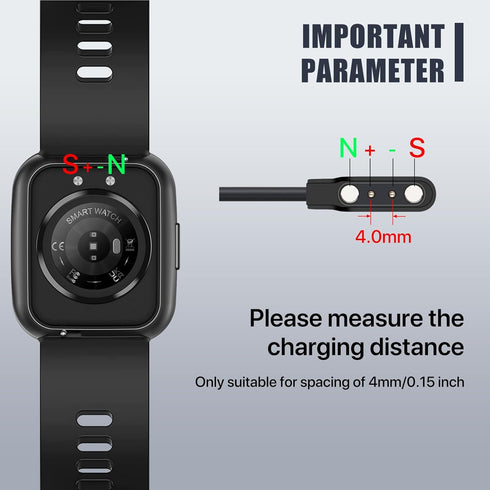 2-Pack Smart Watch Charger Magnetic Compatible with WalkerFit Smart Watch M6 Ultra, Magnetic USB Charging Cable for Other Smartwatchs with 4mm/0.1...