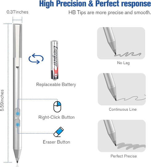 Pen Stylus for Surface Pro 9/8/X/7+/7/6/5/4/3/Surface 3, Surface Go 3/2/1, Surface Laptop/Studio/Book 4/3/2/1 with Palm Rejection, 1024 Levels Pre...