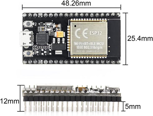 KeeYees ESP32S ESP32 Development Board 2.4 GHz Dual Core WLAN WiFi + Bluetooth 2-in-1 Microcontroller ESP-WROOM-32 Chip for Arduino (38PIN Narrow ...