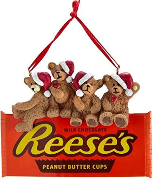 Kurt Adler Hershey's Bears on Reese's Chocolate Ornament, resin, paint/mica...