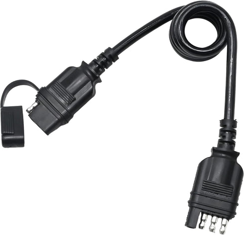 4 Way Flat Trailer Extension Coiled Cable 3 Feet Male and Female Wiring Harness Adapter Extension Wiring Cable with Dust Cover Plug & Play Connect...