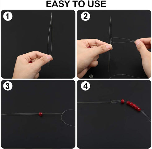 25 Pieces Beading Needles Big Eye Beading Needles Beading Embroidery Needles with a Needle Bottle and a Tweezers for Bracelets Jewelry Making, 5 S...