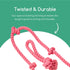 Tough Tug Rope Dog Toy - (Pink 5 ft Long Strong and Durable Rope Pull Toy with Handle) TUG of WAR Dog Toy...