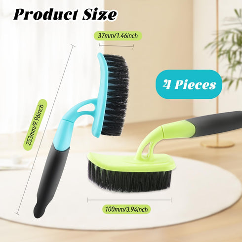 4PCS Bathroom Stiff Scrubber Brush,Long Handle Sink Brush,Edge Corner Cleaning Brush,Durable Stiff Bristles Heavy Duty Brush for Bathroom,Shower,S...