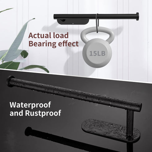Paper Towel Holder Under Cabinet Wall Mount for Kitchen Towel, Self-Adhesive Bar, Rack, SUS304 Stainless Steel 13 inch (BlackA, 1)...