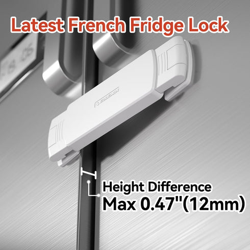 EUDEMON 1 Pack Latest French Fridge Lock French Door Refrigerator/Freezer Lock Apply to Max 3.54"(90mm) Two Door Gap Distance for Kids & Babies,Ea...