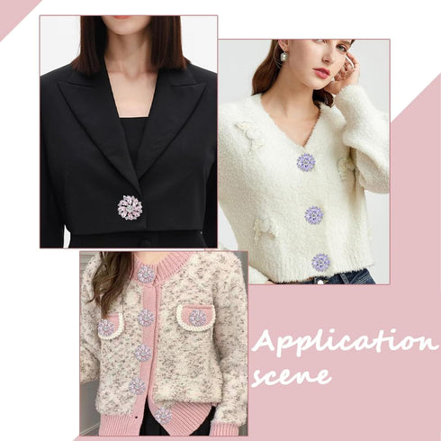 GORGECRAFT 8Pcs Crystal Snowflake Buttons Light Purple&Light Pink Rhinestone Buttons 1-Hole Brass Shank Buttons Embellishments Sew On Clothing But...