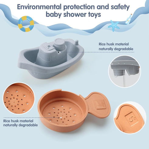Bath Toys Floating Boats with Bathing Spoon, 11 PCS Bathtub Bath Toy for Babies Water Table Toys...