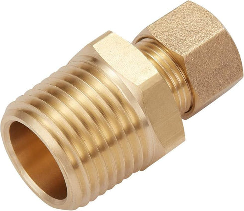 Litorange 2 Pack Metal Brass Compression Tube Pipe Fitting Connector, Straight Coupling Adapter, 3/8" Tube OD x 1/2" NPT Male?Pack of 2)...