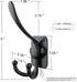 Wall Mount Coat Hooks,Matte Black Heavy Duty Decorative Hooks,3 Prongs Utility Hook,6 Pack...