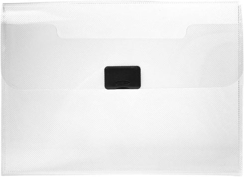 JAM PAPER Plastic Box Portfolio with Center Buckle - 9 1/2 x 13 1/4 x 1 1/8 - Clear - Sold Individually...
