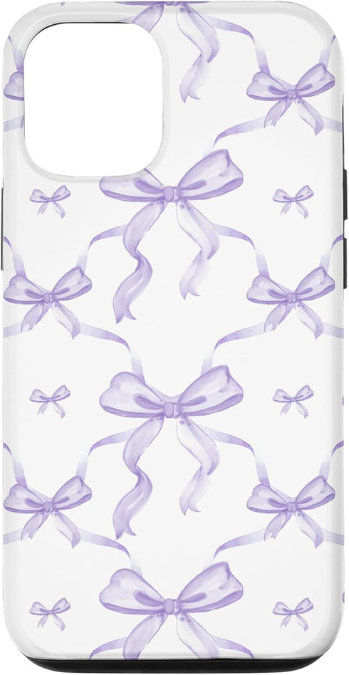 iPhone 14 Aesthetic Lilac Ribbons and Bows in Watercolor Case...