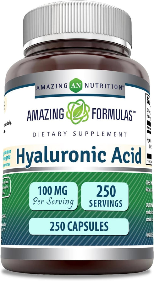 Amazing Formulas Hyaluronic Acid 100mg 250 Capsules Supplement | Non GMO | Gluten Free | Made in USA...