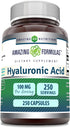 Amazing Formulas Hyaluronic Acid 100mg 250 Capsules Supplement | Non GMO | Gluten Free | Made in USA...