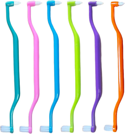 6 Pieces 2-in-1 Toothbrush with Interdental and Wisdom Teeth Brush Heads for Comprehensive Oral Care, Soft Single Interdental Brushes Between Teet...